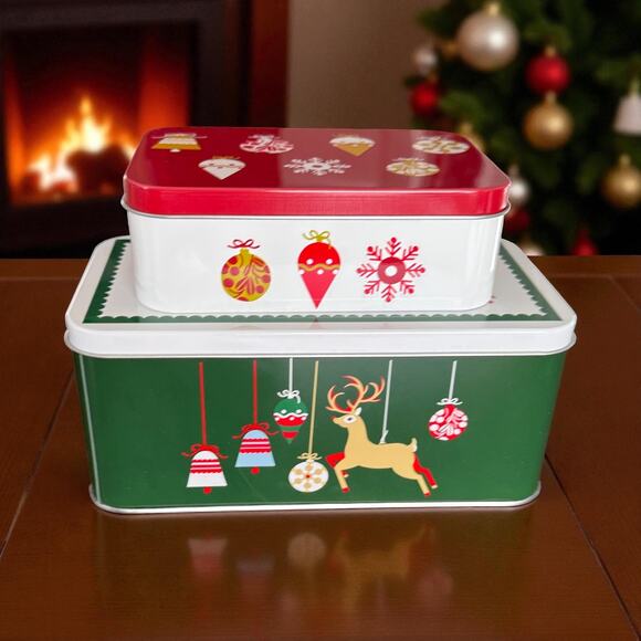IKEA VINTERFINT Set of (2) Holiday Inspired Storage Tins - Picture 1 of 4